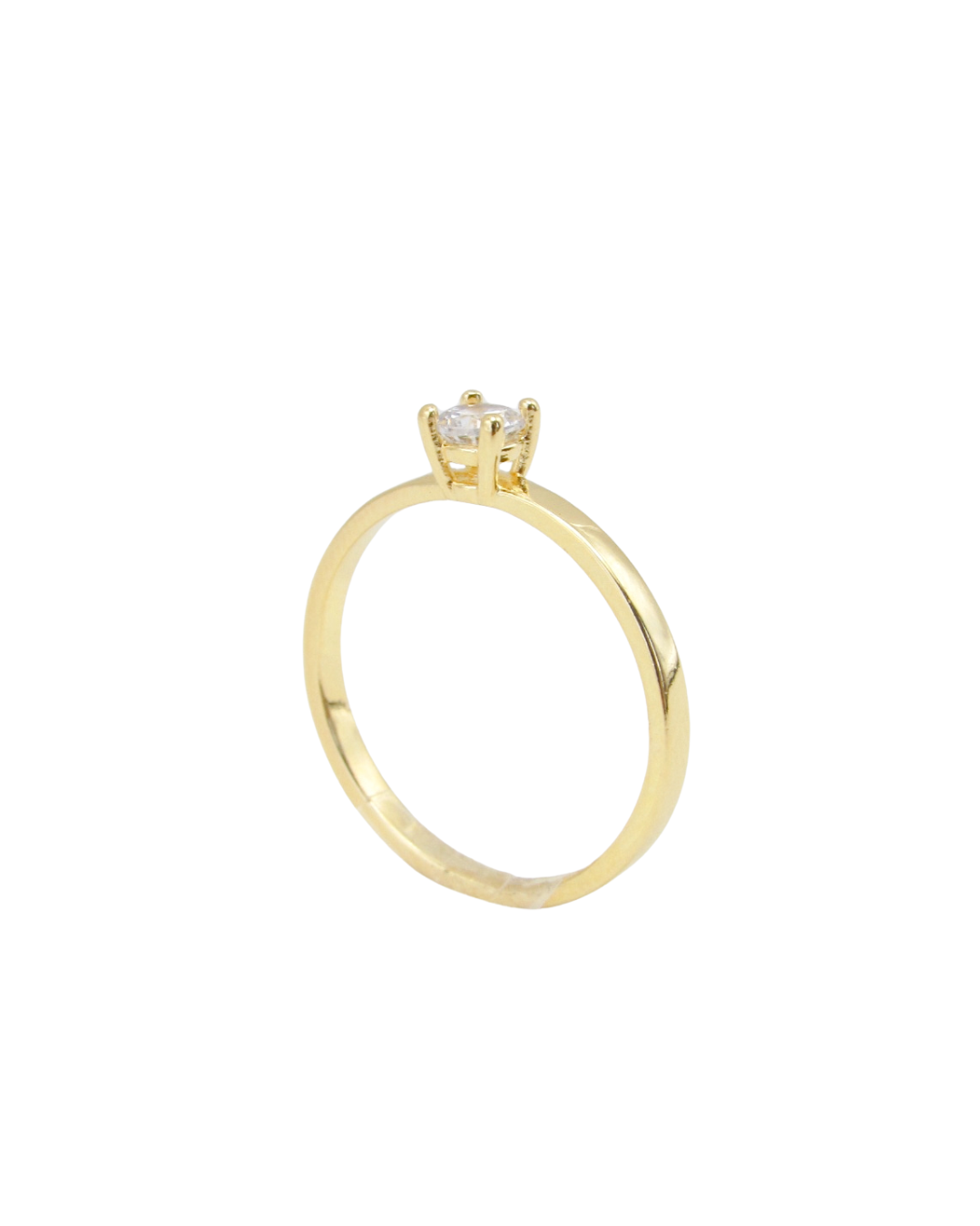 Anel Solitário Banhado em Ouro 18K