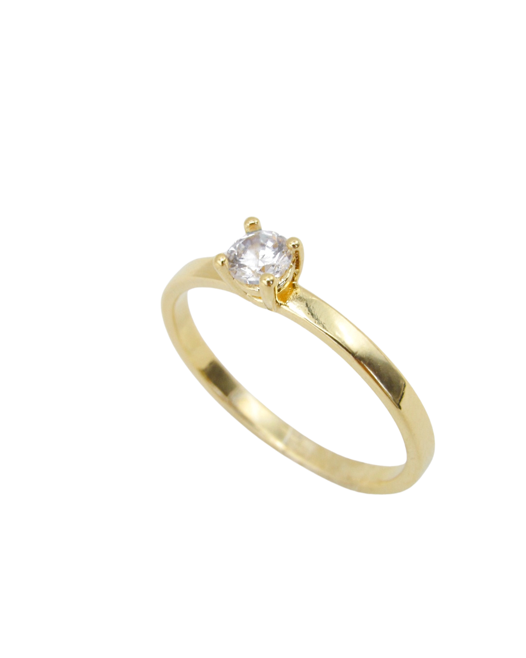 Anel Solitário Banhado em Ouro 18K