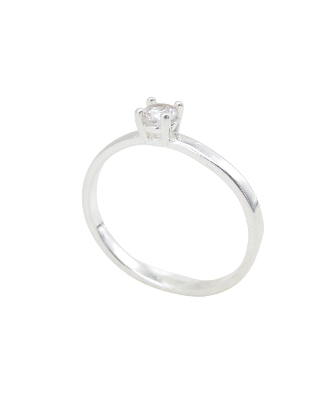 Anel Solitário Banhado em Prata 925