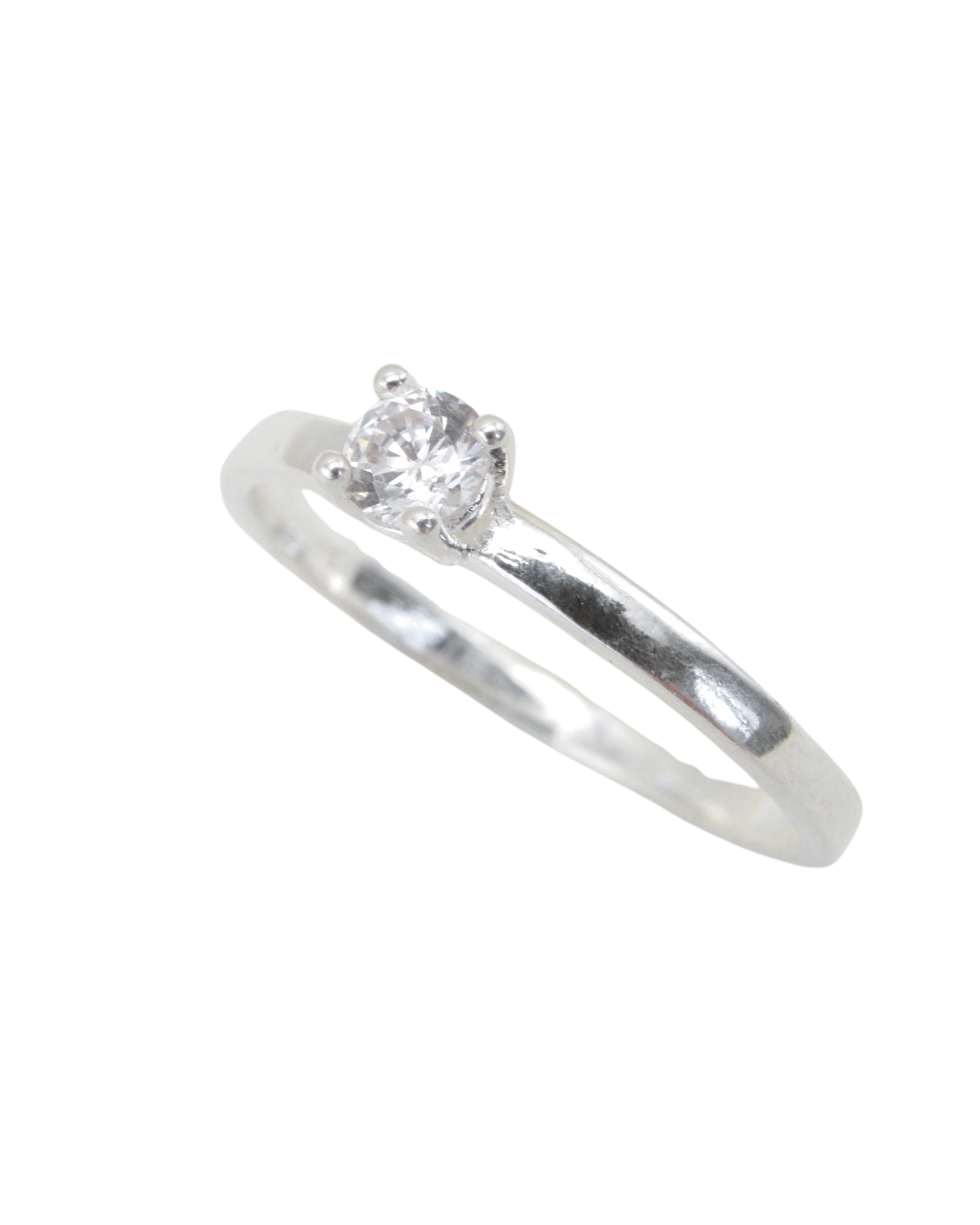 Anel Solitário Banhado em Prata 925