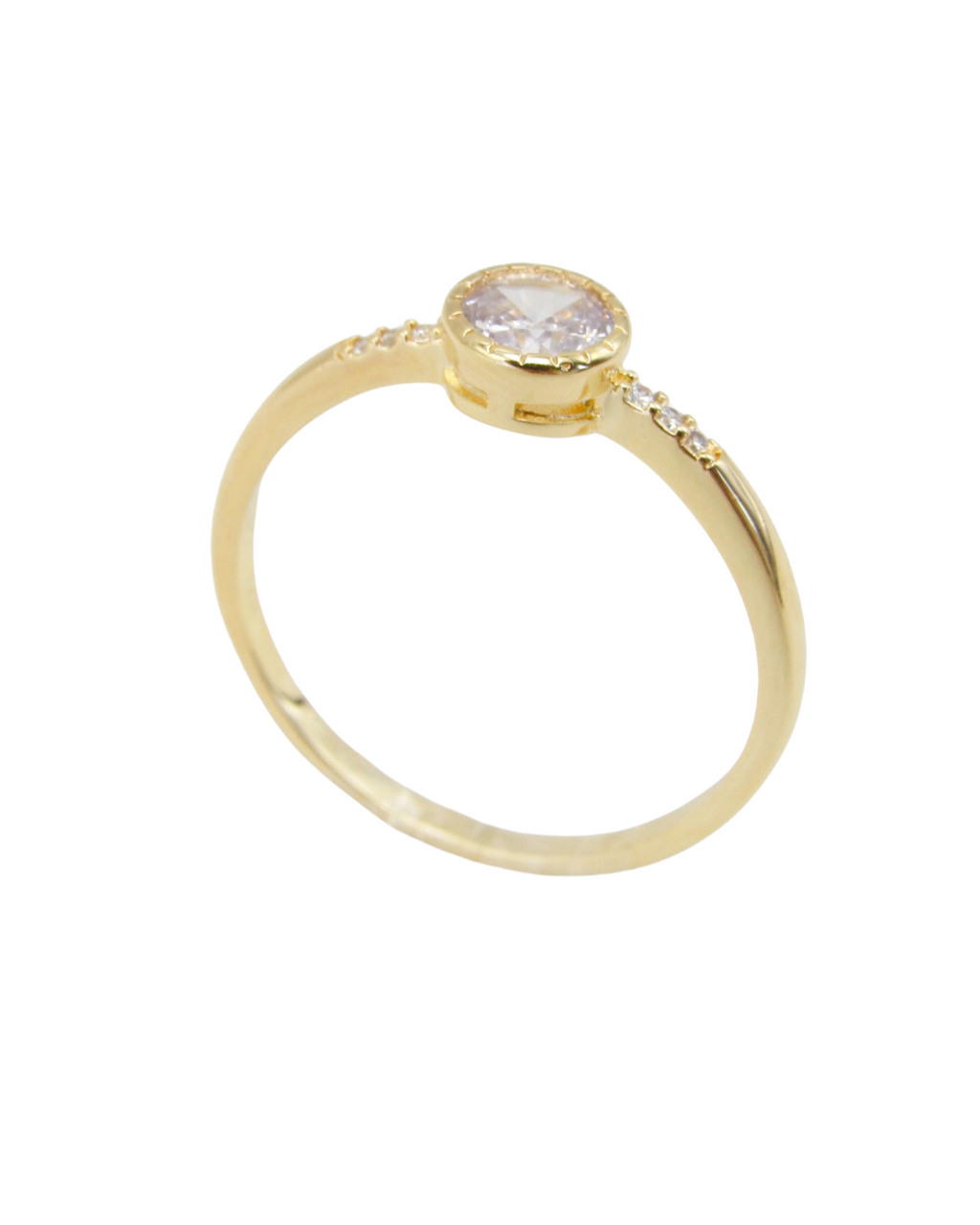 Anel com Zircônia Central Banhado em Ouro 18K