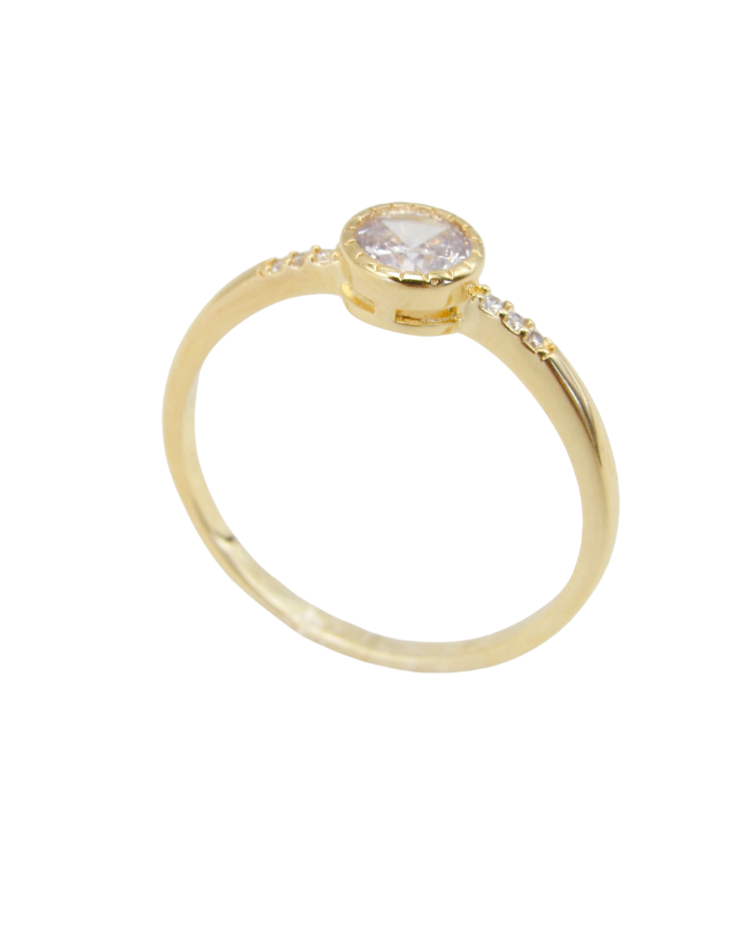 Anel com Zircônia Central Banhado em Ouro 18K