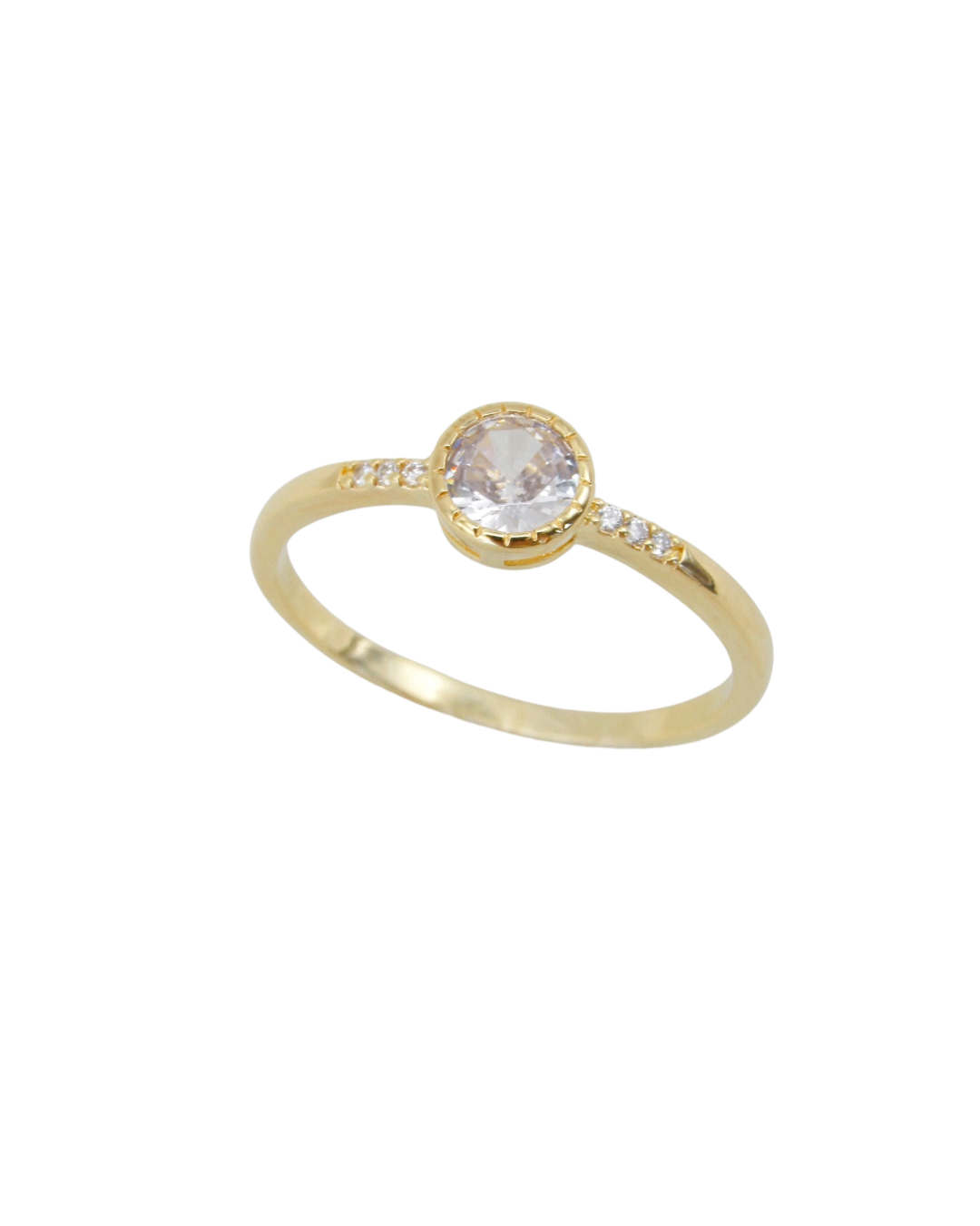 Anel com Zircônia Central Banhado em Ouro 18K