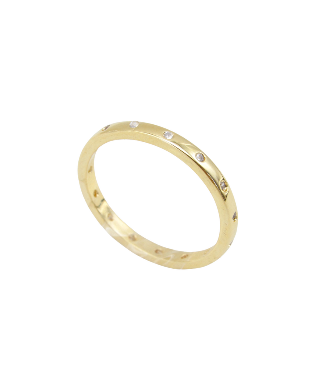 Anel com Mini Zircônias Banhado em Ouro 18K