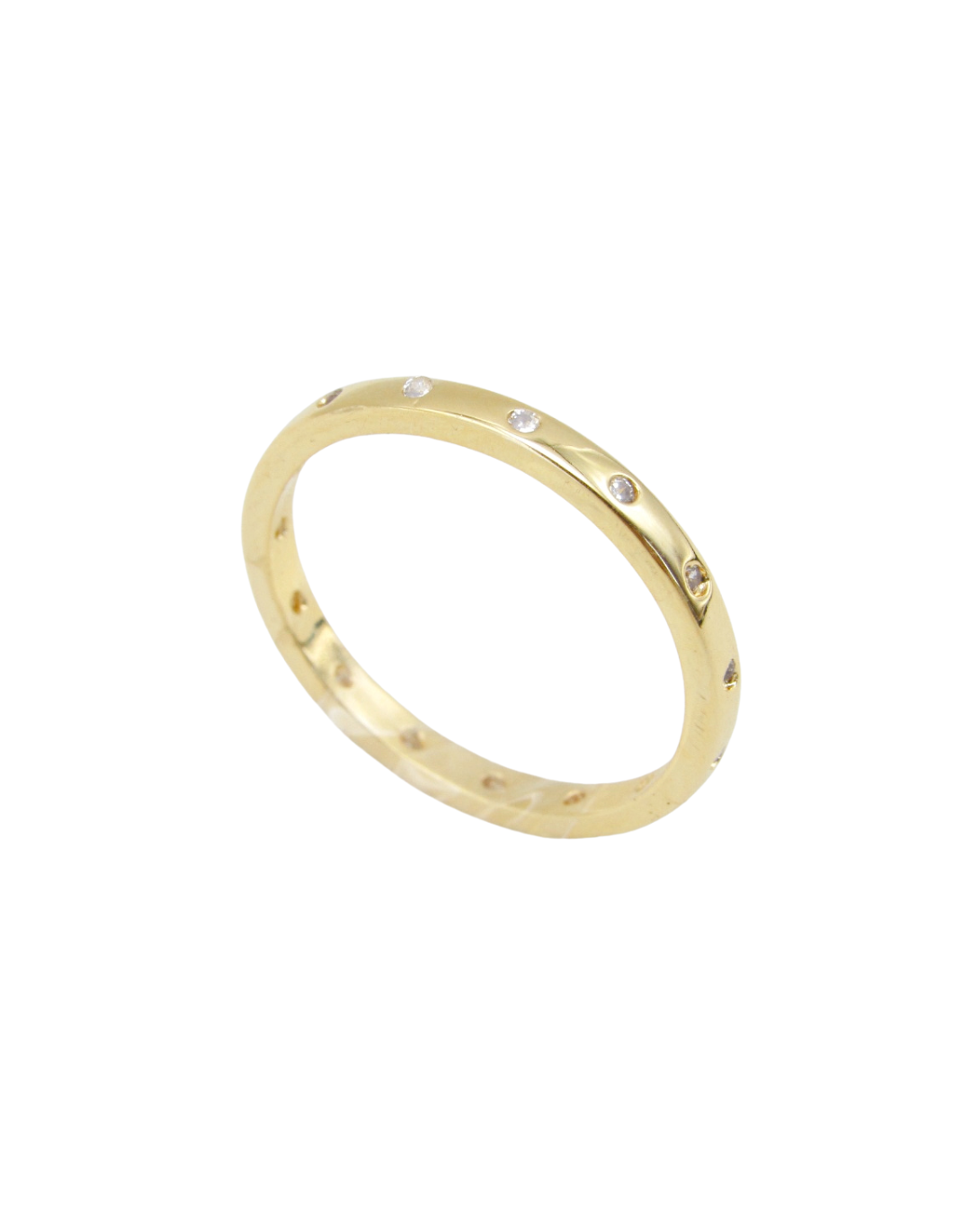 Anel com Mini Zircônias Banhado em Ouro 18K