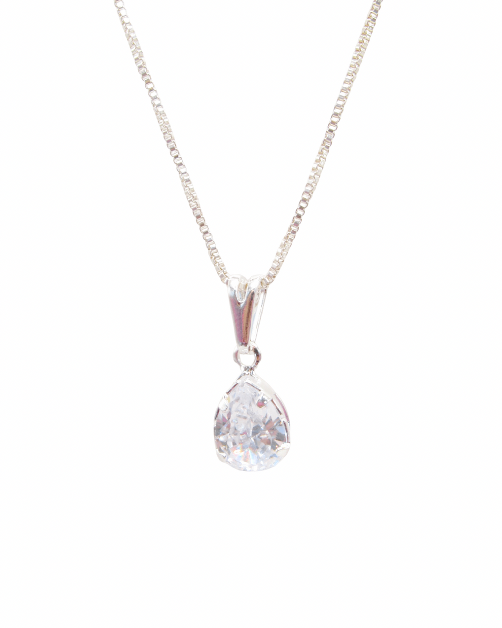 Colar Ponto de Luz Gota Banhado em Prata 925