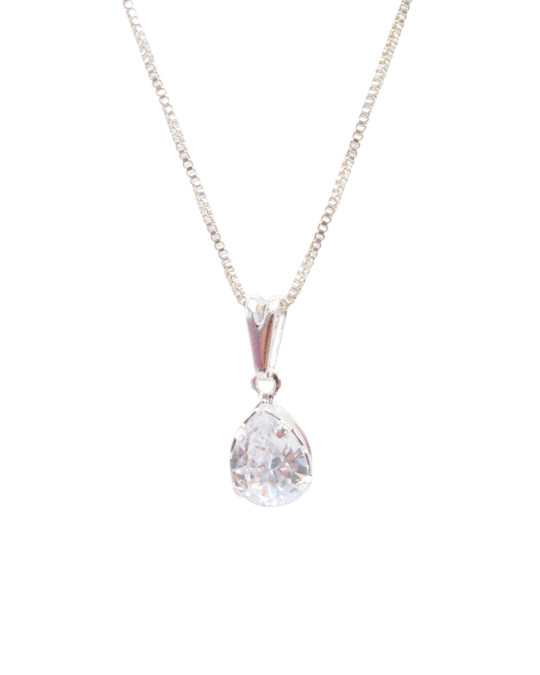 Colar Ponto de Luz Gota Banhado em Prata 925