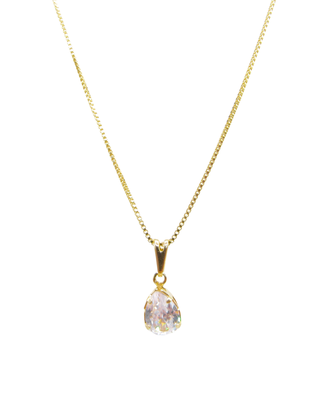 Colar Ponto de Luz Gota Banhado em Ouro 18K