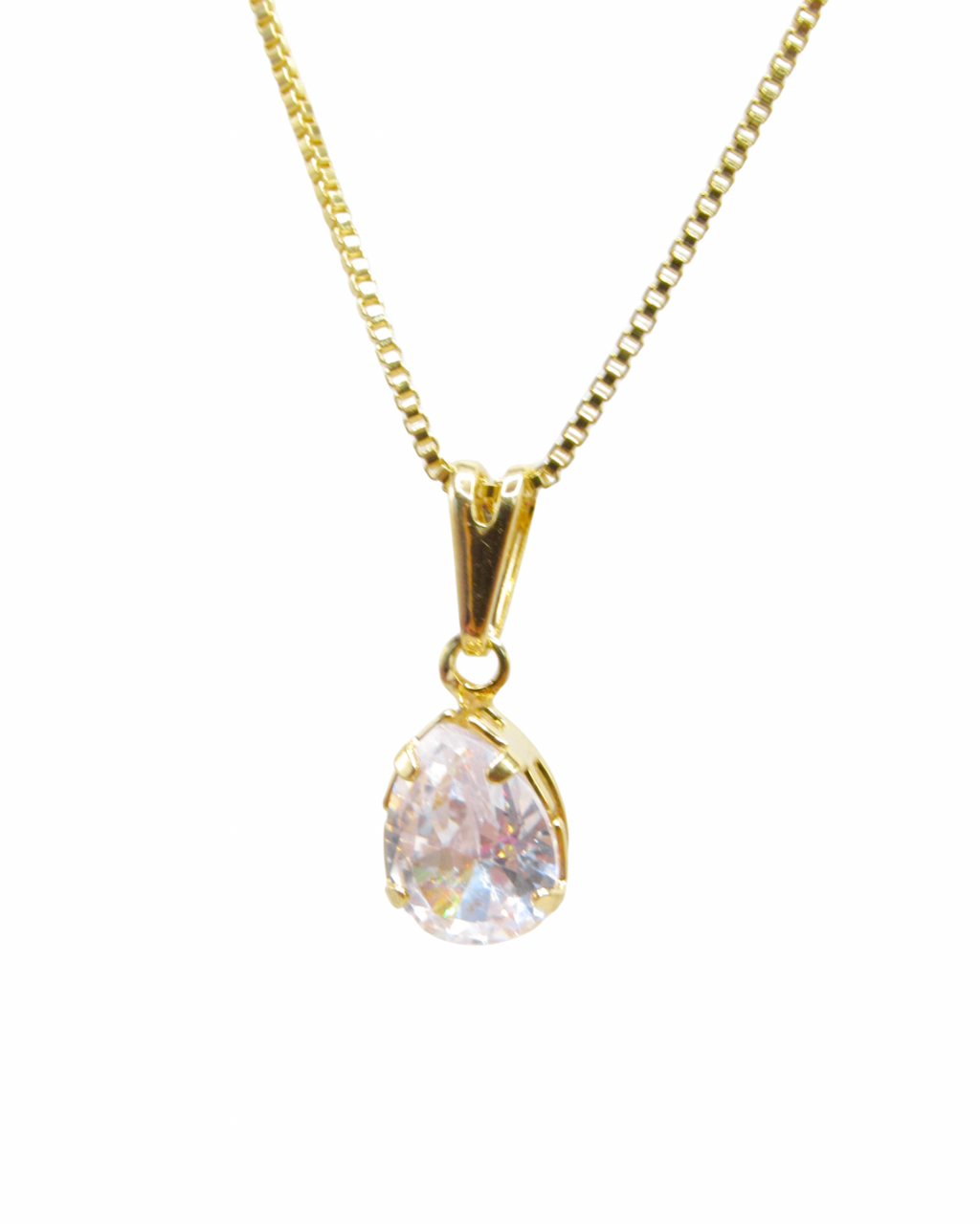 Colar Ponto de Luz Gota Banhado em Ouro 18K