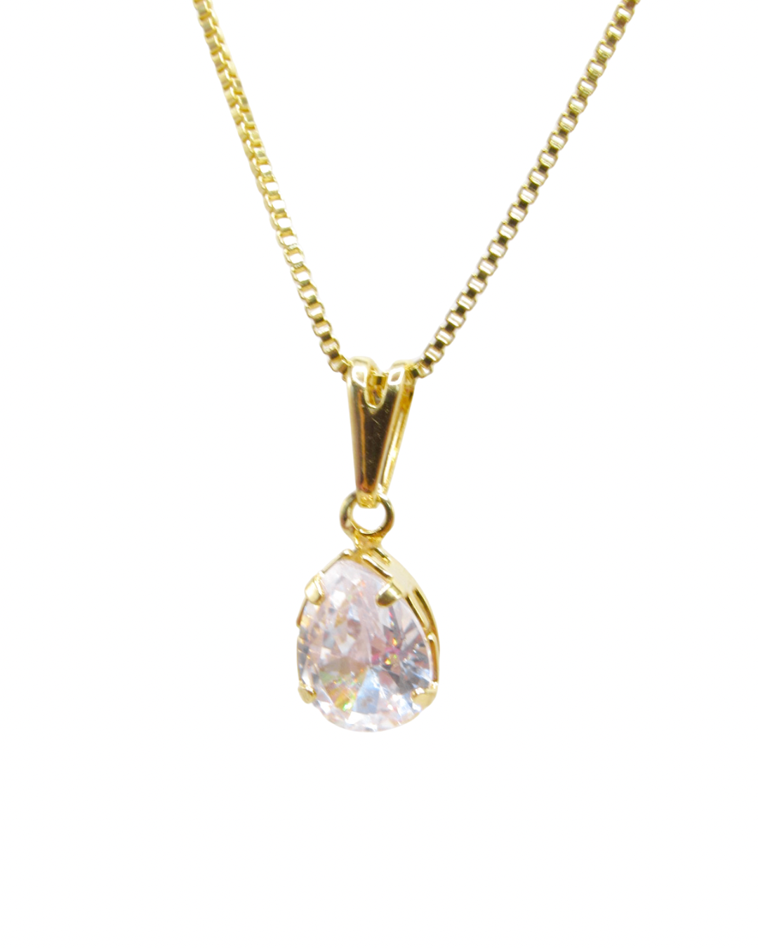 Colar Ponto de Luz Gota Banhado em Ouro 18K