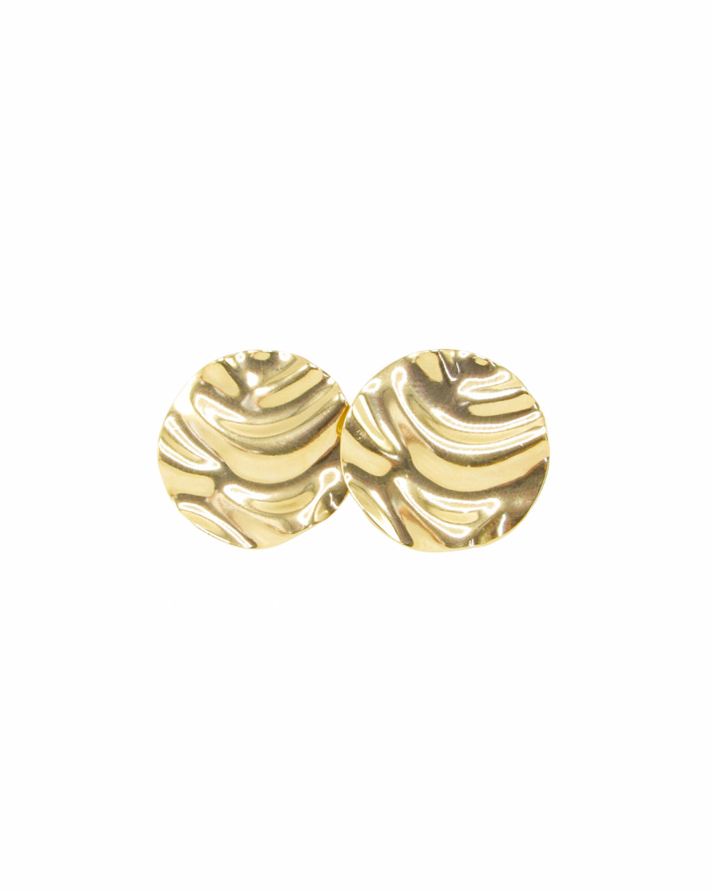 Brinco Disco Efeito Martelado Banhado em Ouro 18k