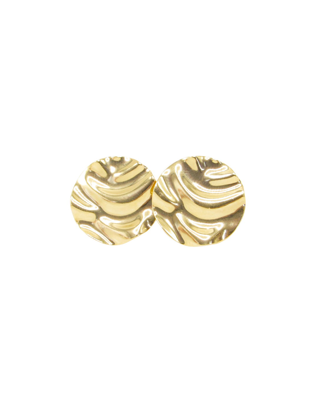 Brinco Disco Efeito Martelado Banhado em Ouro 18k