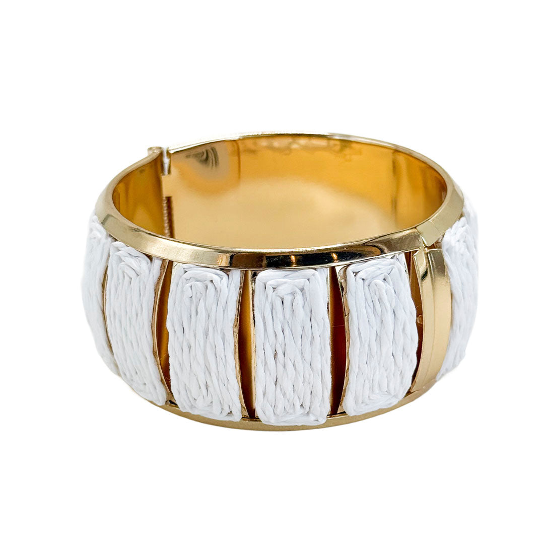Bracelete Com Linha Natural Banhado em Ouro 18k