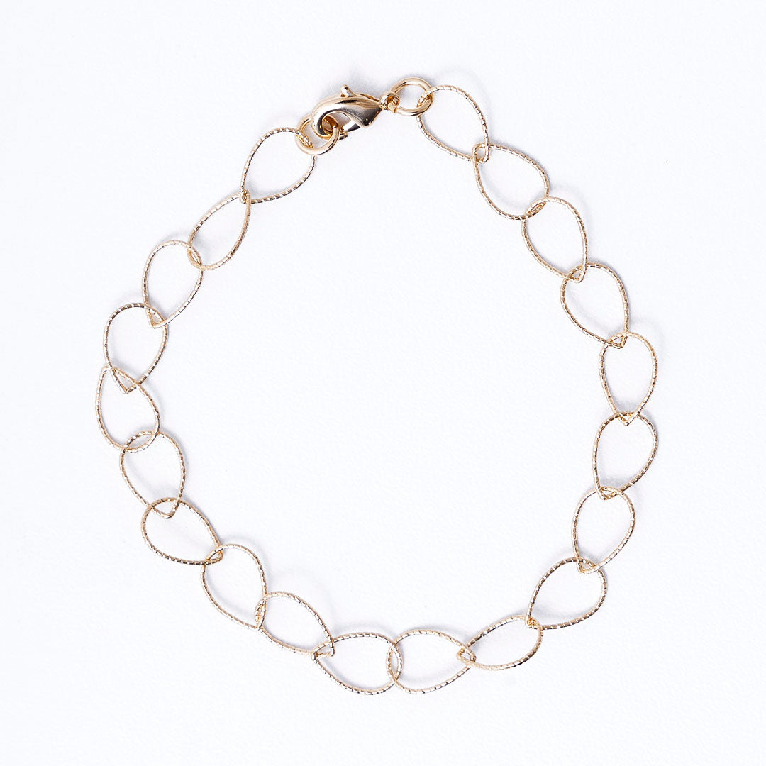 Pulseira Elos Gota Diamantada Banhada em Ouro 18K