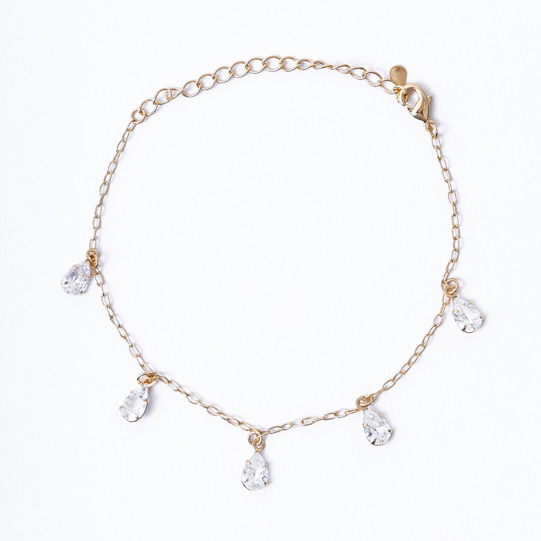 Pulseira Elos com Pingente Gota Banhada em Ouro 18k