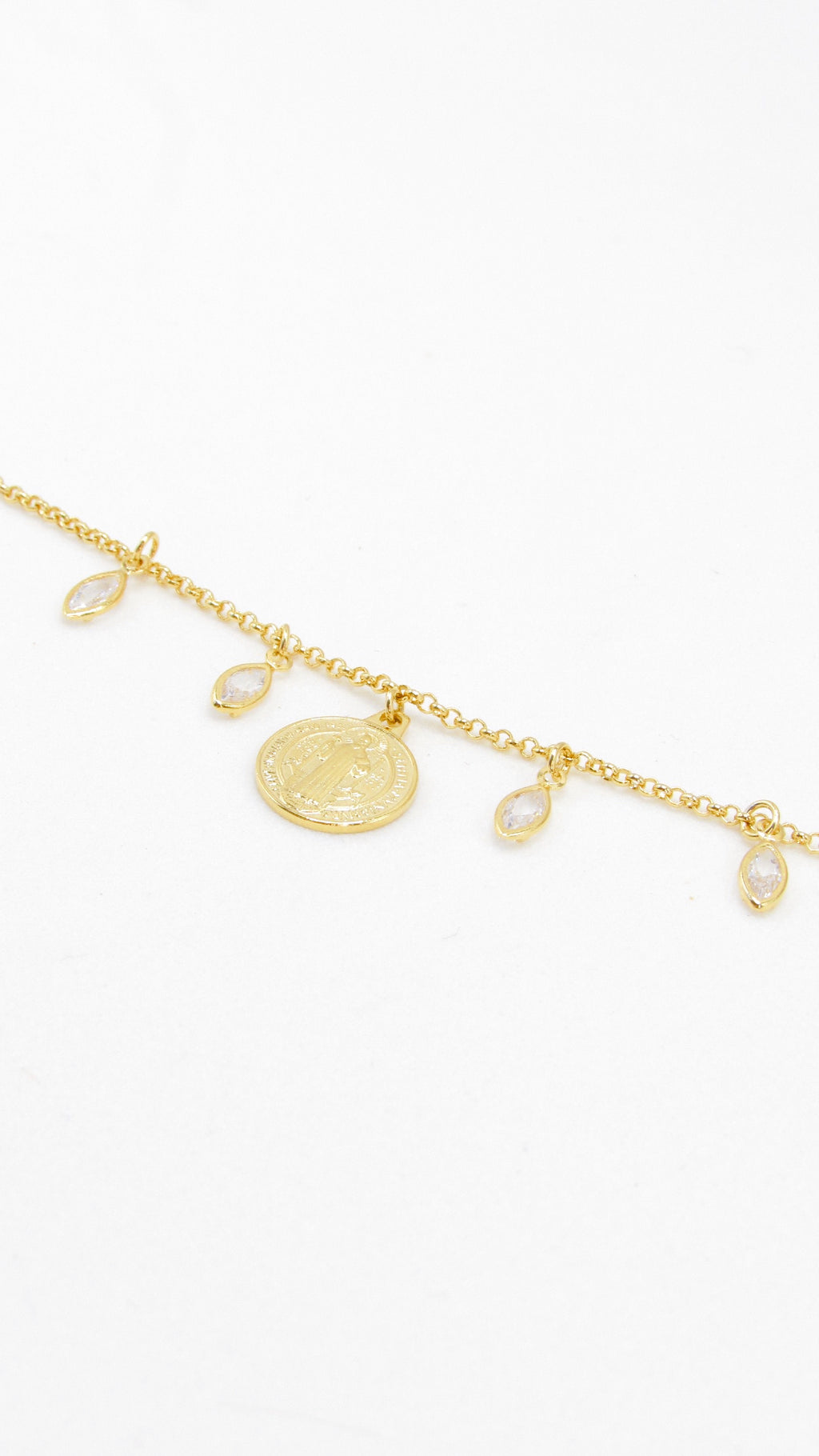 Pulseira de Pingentes São Bento com Ponto de Luz Banhada em Ouro 18K