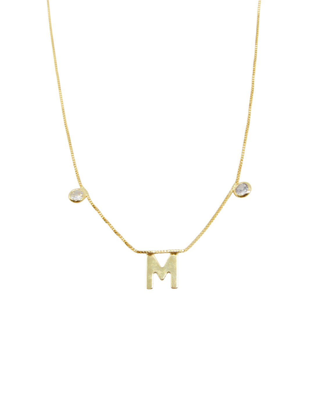 A Corrente com Letra e Dois Pontos de Luz Banhada em Ouro 18K