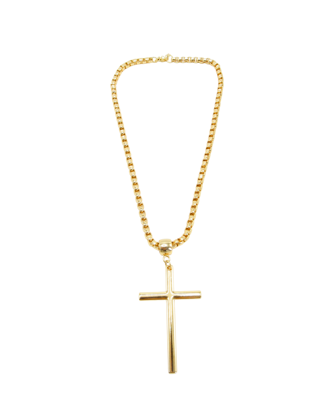 A Corrente com Pingente de Cruz Banhada em Ouro 18K